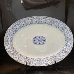 minton bone china england M64 Blue Scroll Pattern 17 1/4 In Large Platter - Picture 1 of 10