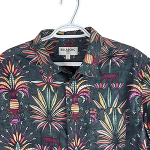 Billabong Mens Hawaiian Shirt Medium Colorful Lightweight Cotton S/S Button Up - Picture 1 of 6