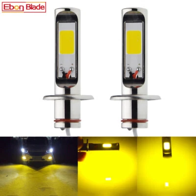 2Pcs H1 LED Fog Bulbs COB 80W Car Truck Daytime Running Light DRL 3000K Yellow - Image 1 of 4