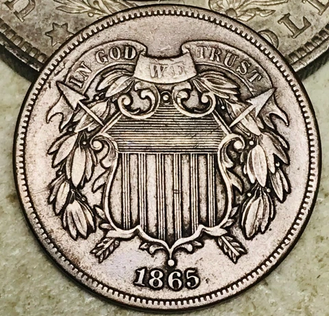 1865 Two Cent Piece 2C FULL MOTTO Choice Civil War Era US Copper Coin CC17205 Cover