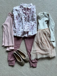 Girl size 6 yr glitter shoes tulle dress pants tops fleece 5 items Cotton On GUC - Picture 1 of 19