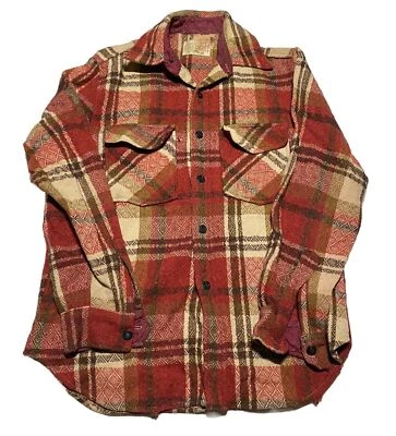 Vtg Mohawk Men’s Plaid Wool CPO Outdoor Work Hunting Shirt Size Medium AC1 - Image 1 of 4