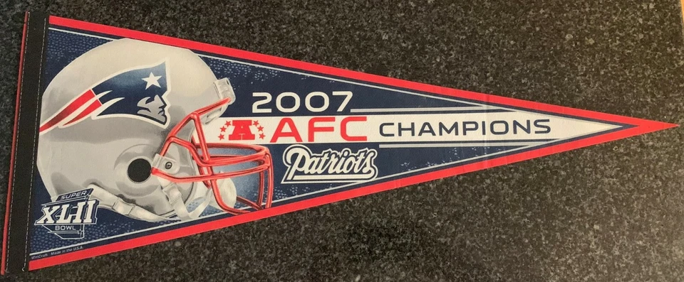 Banderín de fieltro Super Bowl XLII New England Patriots 2007 campeones de la AFC Foto 1 de 1