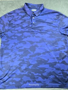 Ben Hogan Polo Shirt Mens XXL Camo All Over Print Performance UPF Blue Stretch - Picture 1 of 11