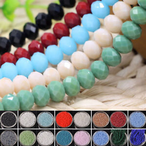 Lots Wholesale Rondelle Faceted Crystal Glass Loose Spacer Beads 3/4/6/8/10mm