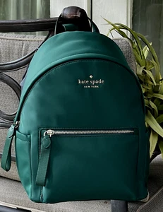 KATE SPADE CHELSEA NYLON MEDIUM BACKPACK GREEN JADE ZIP TOTE BAG PURSE CARRYALL - Picture 1 of 11