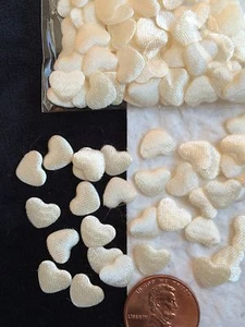 Ivory Cream Hearts Satin fabric heart Wedding Baptism Valentines Cards Shower - Picture 1 of 5