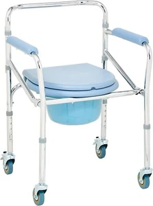 Portable Rollator Commode Chair with Dual Brakes,Indoor Toilet Chair for Elderly - Picture 1 of 7