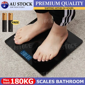 Electronic Digital Bathroom Scales Weight Scale Body Fat Glass Backlit 180kg AU - Picture 1 of 9