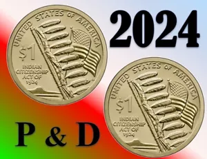 2024 P &D Native American $1 Dollar Sacagawea - Indian Citizenship - UNC - Picture 1 of 3