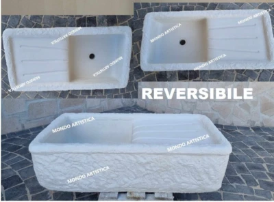 LAVANDINO LAVABO LAVELLO PILOZZO VASCA DESTRA/SINISTRA DA ESTERNO CEMENTO  MARMO - Immagine 1 di 4