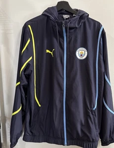 PUMA Manchester City Prematch Woven Full Zip Jacket Mens Large Blue Athletic - Picture 1 of 6