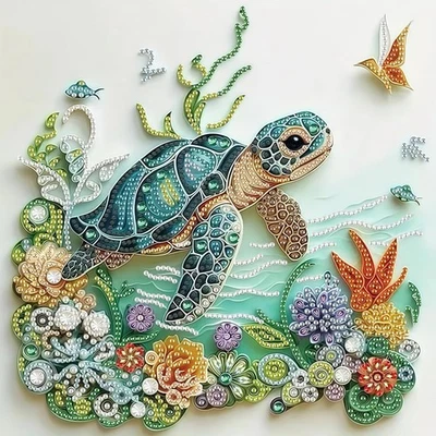 AIYJWXINP Meeresschildkröte Diamond Painting für Kinder Erwachsene, Tiere Diamant P