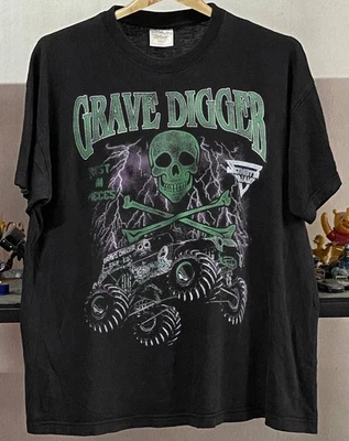 Reprint Grave Digger Monster Jam 90s Black T shirt Short Sleeve tee Men Women - Image 1 of 2