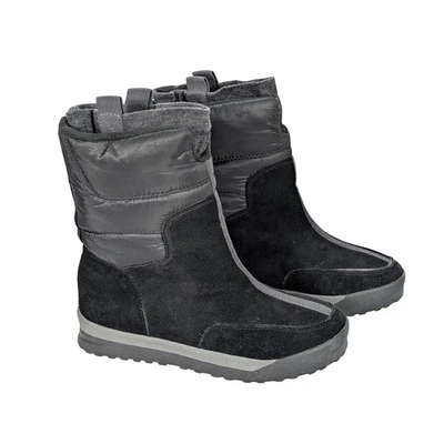 Lands End Womens 6B Black Winter Snow Commuter Boots Puffer Suede Pull On - Image 1 of 4