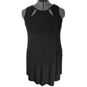 Tiana B Black Cutout Mini Shift Dress Womens 14 Cutout Stretch LBD Casual Staple - Picture 1 of 8