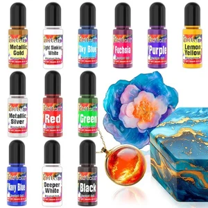 Alcohol Ink - 12 Bright & Vivid Epoxy Resin Pigment Set - Picture 1 of 11