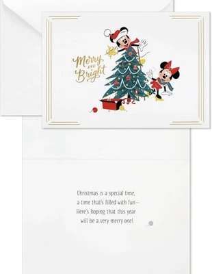 Hallmark Disney Mickey & Minnie Merry & Bright Box of 16 Holiday Greeting Cards - Image 1 of 4