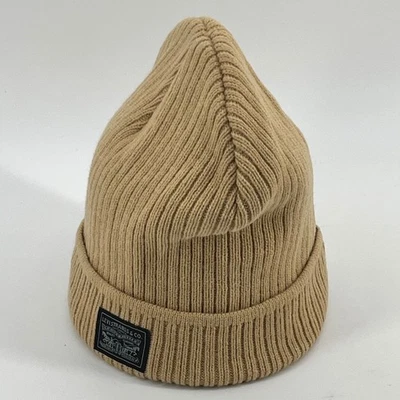 Levi's Beanie шляпа ребристый трикотажа с манжетами желтовато-коричневый коричневый зимние теплые OS - Изображение 1 из 4