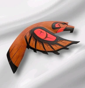 Vintage Herman Peter Eagle Signed Hand Carved Native Alaskan Wood Sculpture Art - Picture 1 of 19