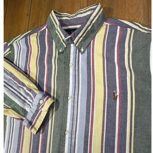 Ralph Lauren Calce Clásico Rayas Abotonadas Para Hombre XXL Alto Verde Amarillo Rojo Azul - Imagen 1 de 9