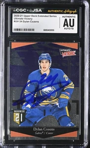 Tarjeta firmada 2021-22 Upper Deck Ultimate Victory UV-34 DYLAN COZENS CGC JSA AU/10 - Imagen 1 de 2