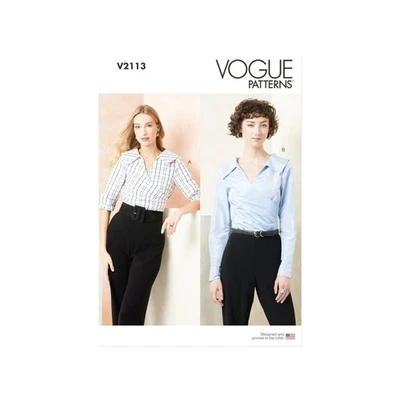 Vogue Schnittmuster V2113 - Bluse - extravagante Wickelbluse mit großem Kragen - Bild 1 von 4