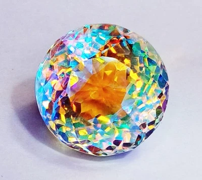 47.90 CT Mystic Quartz Rainbow Round Cut Certified Loose Gemstone With Free Gift - Image 1 of 4