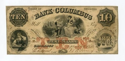 1856 $10 The Bank of Columbus - Columbus, GEORGIA Note - Image 1 of 2