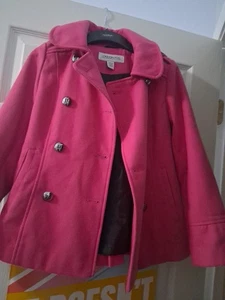 London Fog Girls 10/12 Double Button Peacoat Pink - Picture 1 of 12