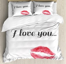 I Love You Duvet Cover Set Twin Queen King Sizes with Pillow Shams Bedding