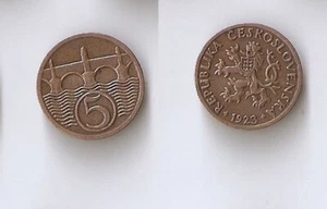CZECHOSLOVAKIA 5 HALERU 1923 High grade!! - Picture 1 of 1