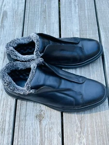 Zapatos mocasines sin cordones de cuero negro Karl Lagerfield Paris para hombre talla 12 - Imagen 1 de 9