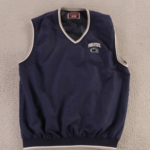 Penn State Vest Mens Large Blue Colosseum Logo Jacket Windbreaker Football Cover