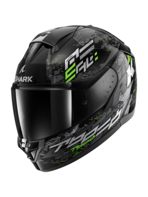 CASCO INTEGRALE SHARK RIDILL 2 MOLOKAI KSG NERO ARGENTO VERDE TAGLIA XS S M L - Image 1 of 3