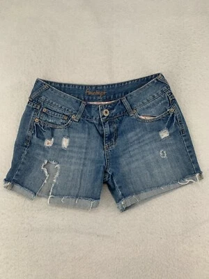 Pantalones Cortos Amatista Para Mujer Talla 11 Corte Puño Enrollado Destruido Denim Envejecido Foto 1 de 4