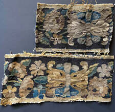 2 Antique 18th Century Aubusson or Flemish Tapestry Fragment for Pillow Top 20" 