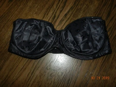 Sutiã Oscar de la Renta retrô preto acolchoado sem alças jacquard 418001 34D - Imagem 1 de 3