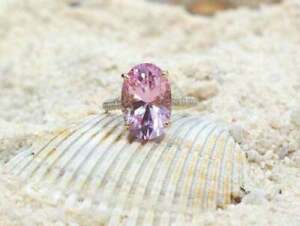 3.10Ct Oval Cut Pink Sapphire Simulated Engagement Ring 14K Yellow Gold Plated