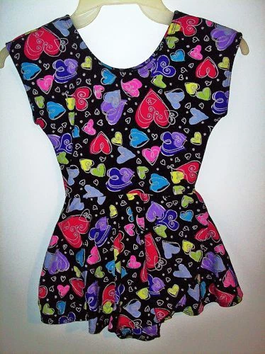 Ropa de Baile Baile Tap Patinaje sobre Hielo Negro con Corazones Vestido Leotardo Niñas 6 7 8 EE. UU.! Foto 1 de 1