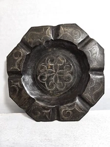 Vintage Heavy Grade Cast Brass Embossed 7" Hexagon Ashtray - Picture 1 of 1