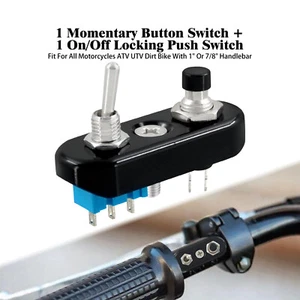 Mini Control Black Toggle Push Switch ON/OFF Button For Universal 1" Handlebar - Picture 1 of 16