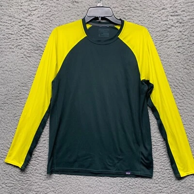 Рубашка Patagonia Baselayer Capilene Средний Серый Желтый Пуловер Рипстоп Для Открытого Воздуха - Изображение 1 из 4