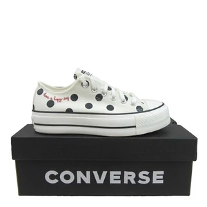 Converse CTAS Lift Platform Polka Dots Womens Size 8 Egret Black NEW A10689C - Picture 1 of 16