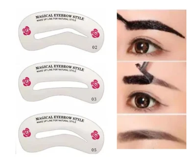 6pcs Eyebrow Stencils Shaper Grooming Kit Brow Makeup Template Tools Reusable - Image 1 of 4