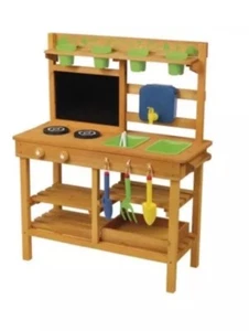 Tukeler Deluxe Kids Outdoor Mud Kitchen & Garden Center w/ Tools & Flower Pots - Picture 1 of 11