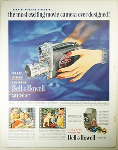 Vintage 1951 Bell & Howell 16 mm "200" FILMKAMERA großes Magazin Druckanzeige - Bild 1 von 1