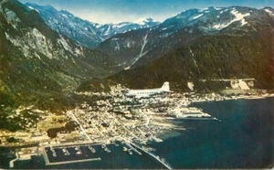 Tarjeta postal de Johnston Roberts Juneau Alaska años 60 vista aérea 21-9598 - Imagen 1 de 2
