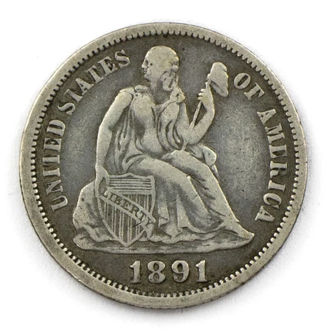 1891-O Seated Liberty Dime-Scarce Better Date #O1332 Cover