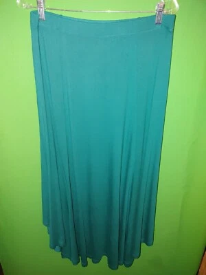 4432) Новый без ЯРЛЫКОВ CHICO'S sz 1 зеленый эластичный пояс вискоза вязаный flare юбка новый  - Изображение 1 из 4